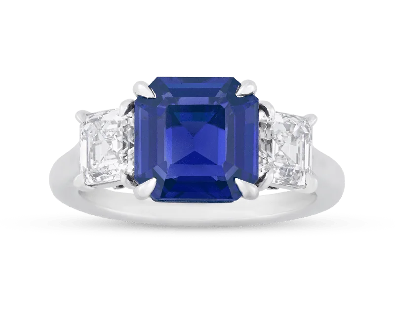 Handcrafted Diamond Ring for Engagement-Unheated Kashmir Sapphire Ring, 3.32 Carats