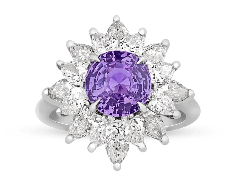 Customizable Gemstone Ring for Women-Purple Sapphire Ring, 2.53 Carats