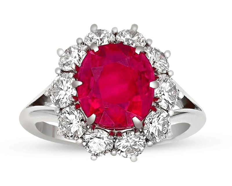 Colored Gemstone Ring for Fashion-Burma Ruby Ring, 4.34 Carats