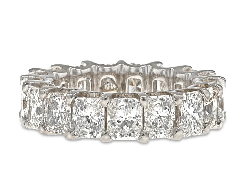 Custom Silver Ring for Special Gifts-Radiant-Cut Diamond Eternity Band, 8.68 Carats