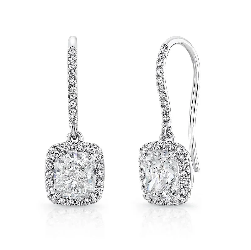 Elegant Earrings for Bridal Shower-Uneek Cushion Shaped Diamond Earrings