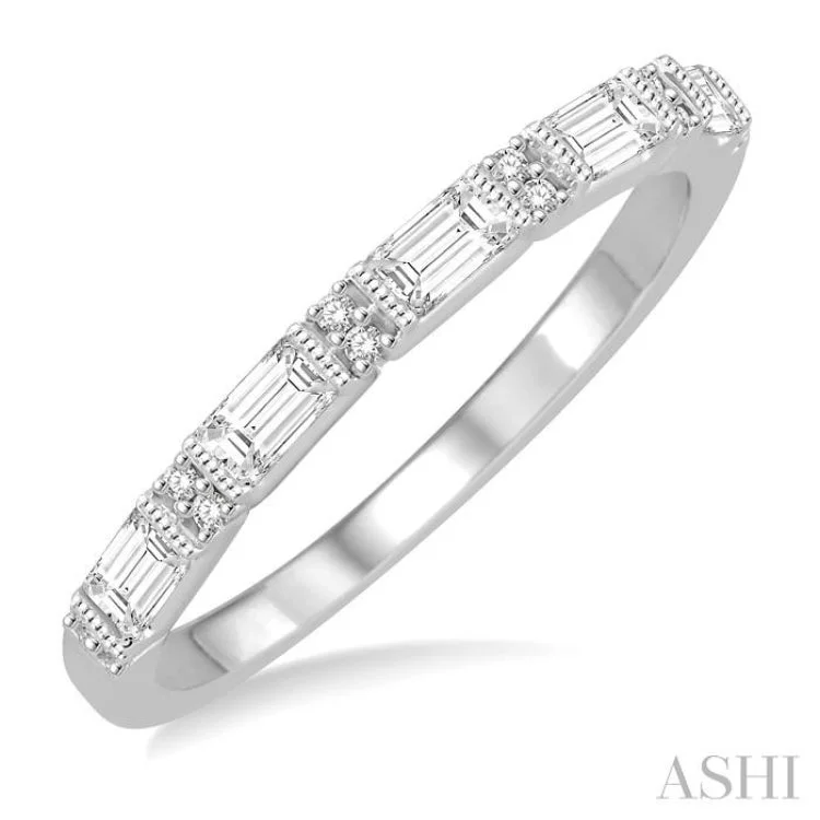 Personalized Wedding Band for Couples-1/3 Ctw Diamond Wedding Band in 14K White Gold