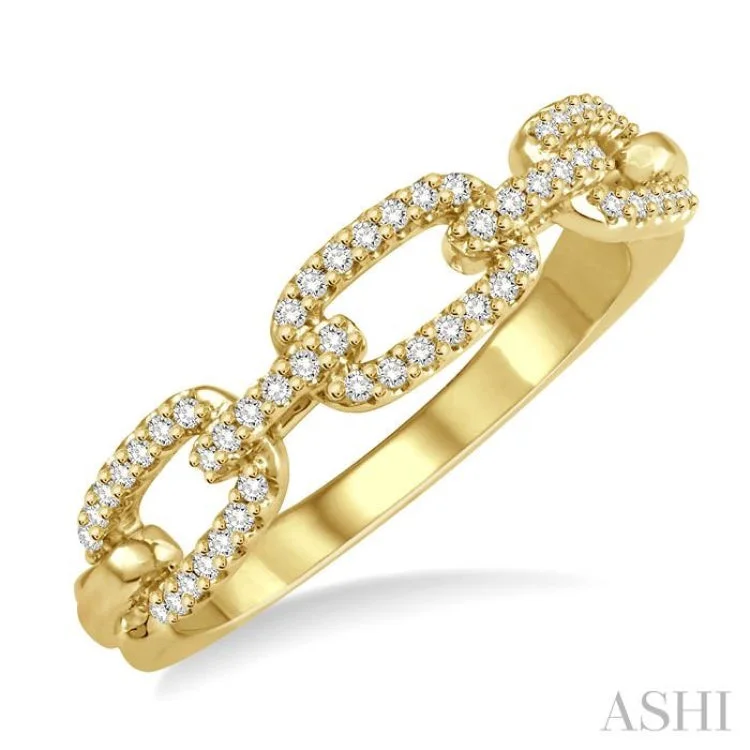 Custom Gold Ring for Special Occasions-1/5 Ctw Interlocked Links Round Cut Diamond Ladies Ring in 14K Yellow Gold