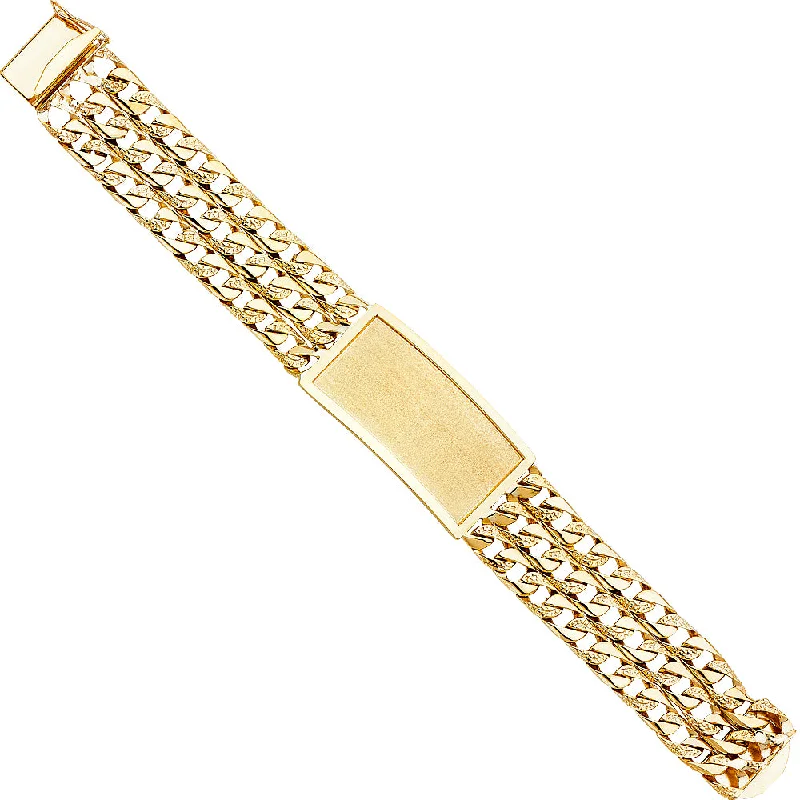 Modern Bracelet for Men with Engraving-14K Nugget Cuban Link ID Bracelet