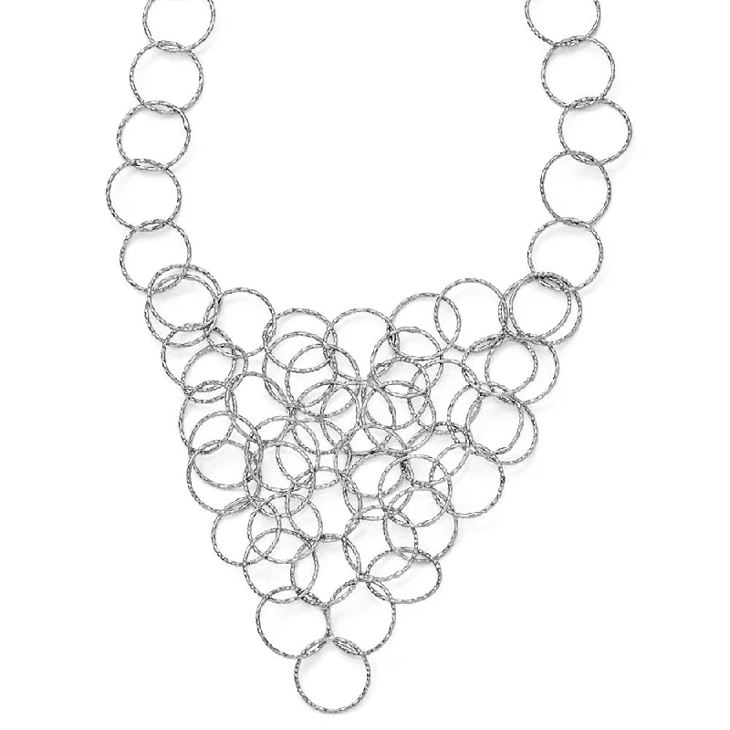 Boho Necklace for Casual Look-Textured Multi Circle Collar Necklace in Sterling Silver, 20 Inch