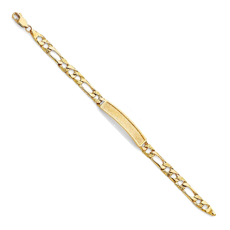 Luxury Gold Bracelet for Brides-14K Nugget Figaro Link Baby ID Bracelet