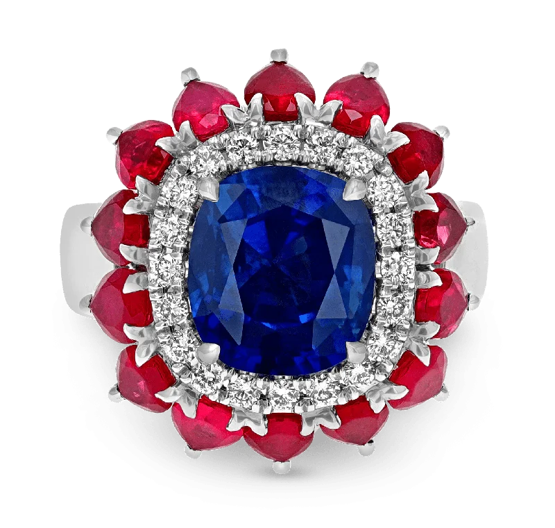 Gemstone Ring with Sapphire-Untreated Sapphire Ring, 4.68 Carats