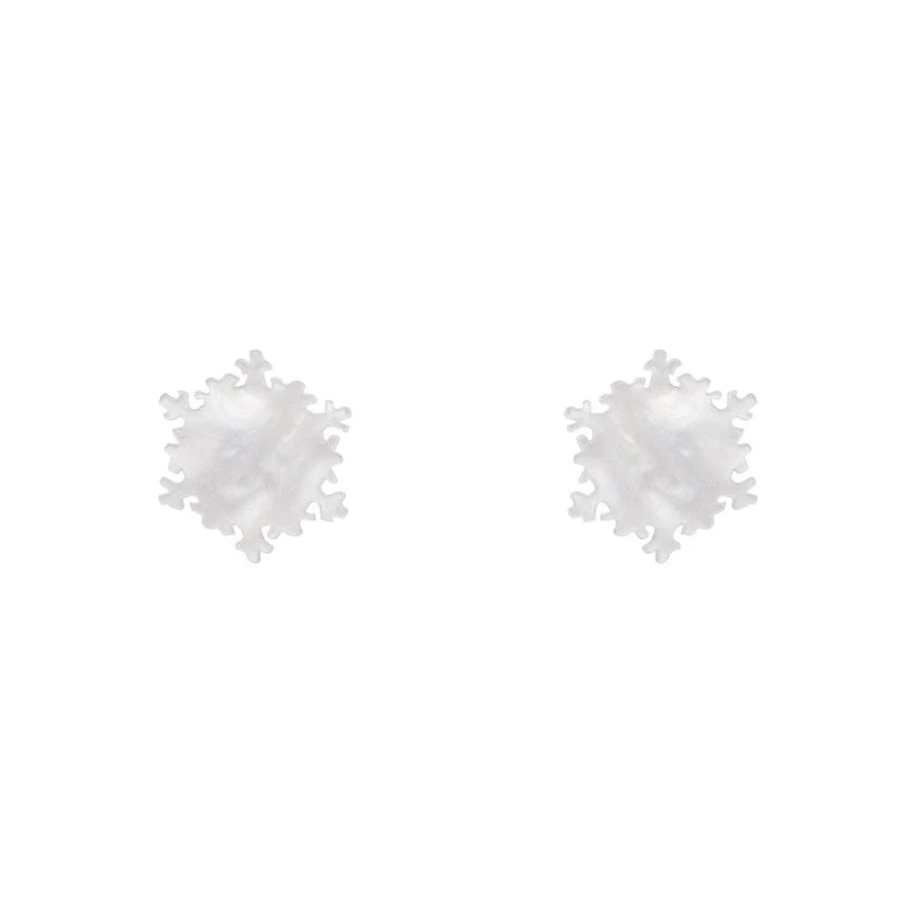 Chic Gemstone Earrings-Erstwilder - Snowflake Ripple Stud Earrings - White