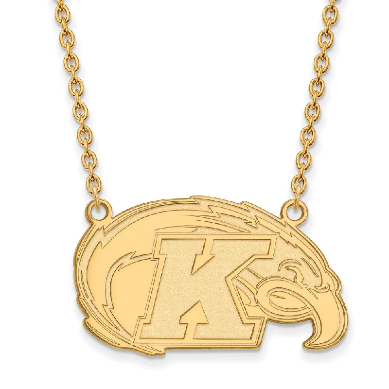 Vintage Gold Necklace for Classic Look-14k Yellow Gold Kent State Large Pendant Necklace