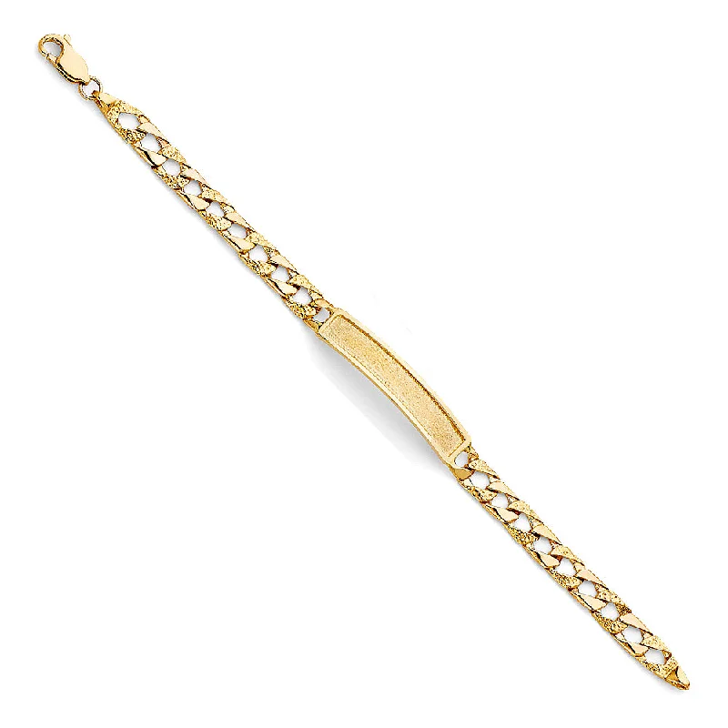 Simple Leather Bracelet for Casual Look-14K Nugget Cuban Link Baby ID Bracelet