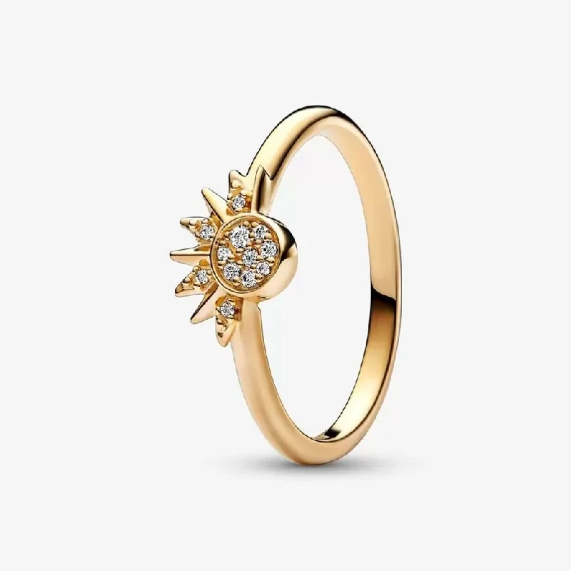 Birthstone Engagement Ring for Women-PANDORA : Celestial Sparkling Sun Ring