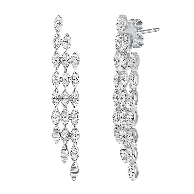 Swarovski Crystal Earrings-Uneek Chatterley Collection 3-Row Chandelier Earrings