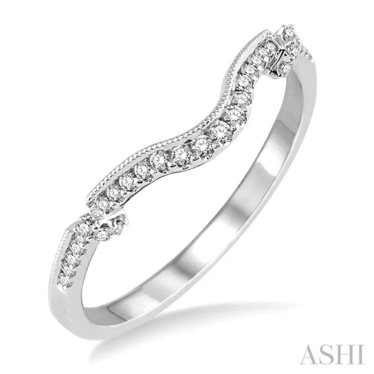 Handcrafted Wedding Ring for Couples-1/6 Ctw Round Cut Diamond Wedding Band in 14K White Gold