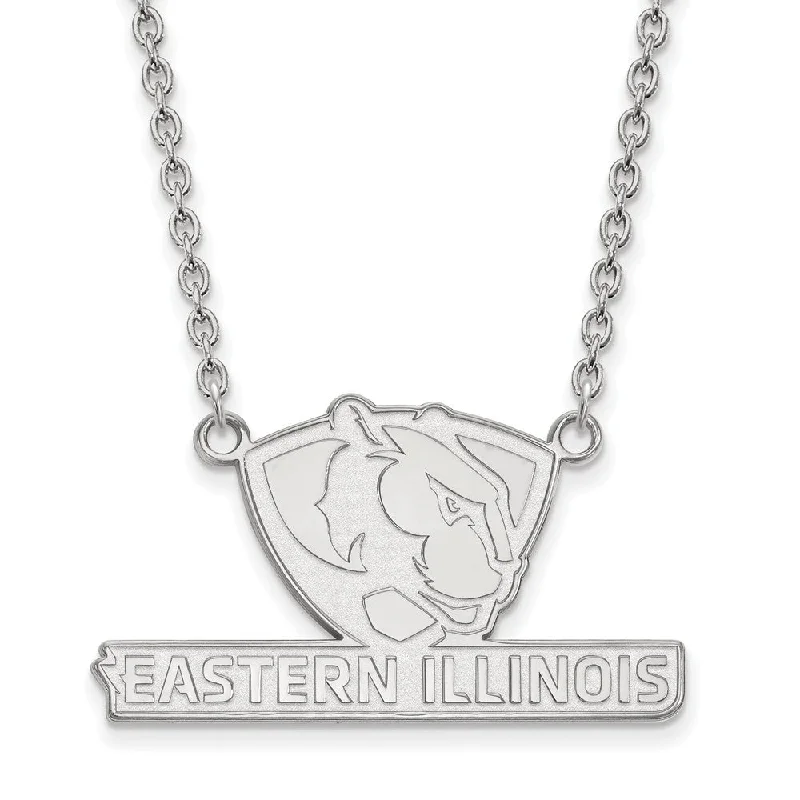 Personalized Jewelry Necklace-Sterling Silver Eastern Illinois U Large Logo Pendant Necklace