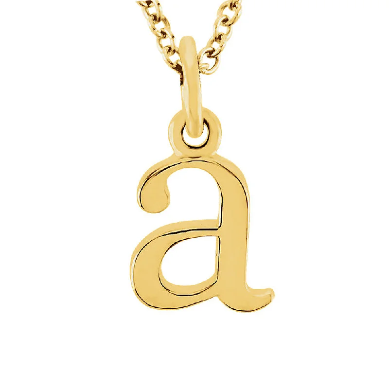 Custom Birthstone Necklace-The Abbey Lower Case Initial 'a' Necklace in 14k Yellow Gold, 16 Inch