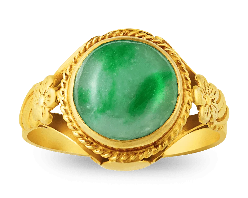 Handcrafted Wedding Ring for Couples-Retro Jade Ring, 3.75 Carats