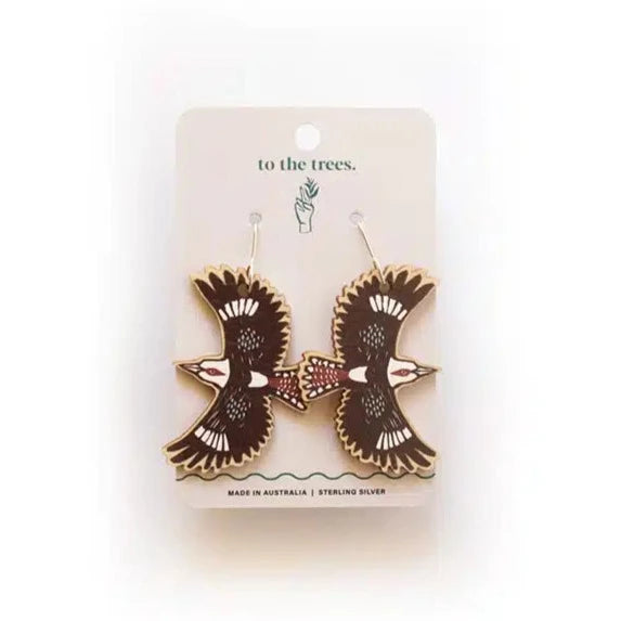 Silver Hoop Earrings for Women-To the Trees Dangles - Kookaburra