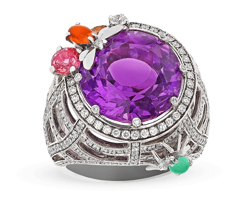 Wedding Ring Set with Matching Bands-Chaumet Retro Amethyst Ring, 2.00 Carats