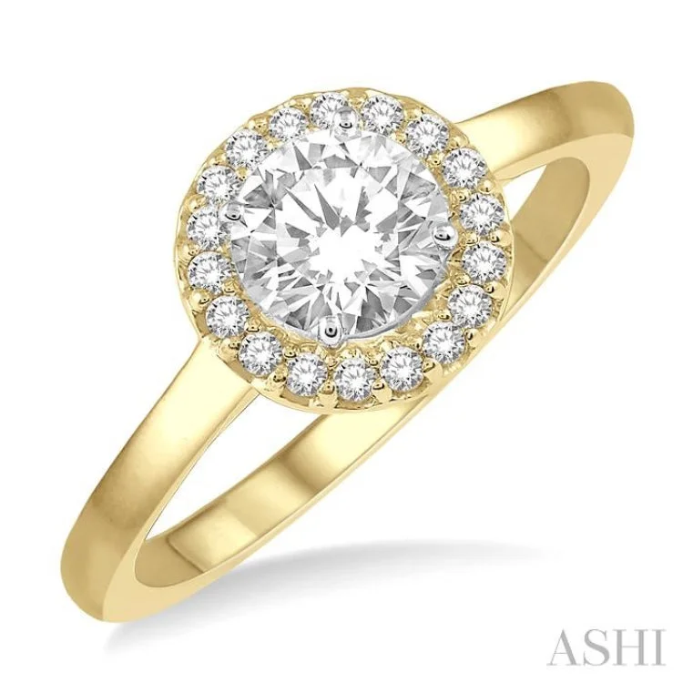 Gold Engagement Ring-1/10 Ctw Round Cut Diamond Semi-Mount Engagement Ring in 14K Yellow and White Gold