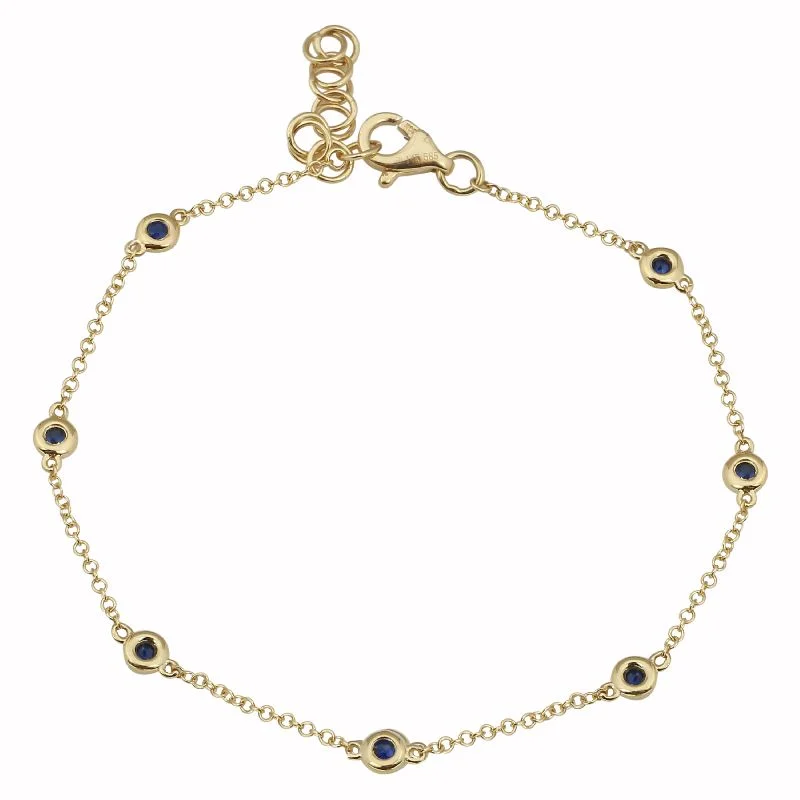 Gold Bracelets for Women-14k Yellow Gold Sapphire Gemstone Diamond by the Yard Bracelet