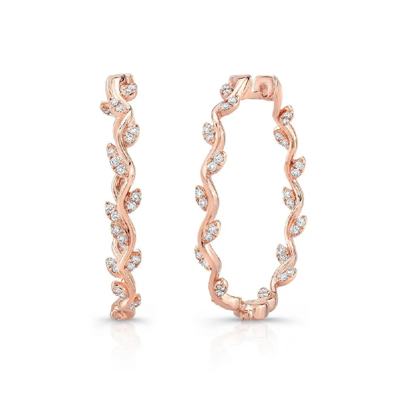 Sterling Silver Hoop Earrings-Uneek Stackable Collection Floral Hoop Earrings