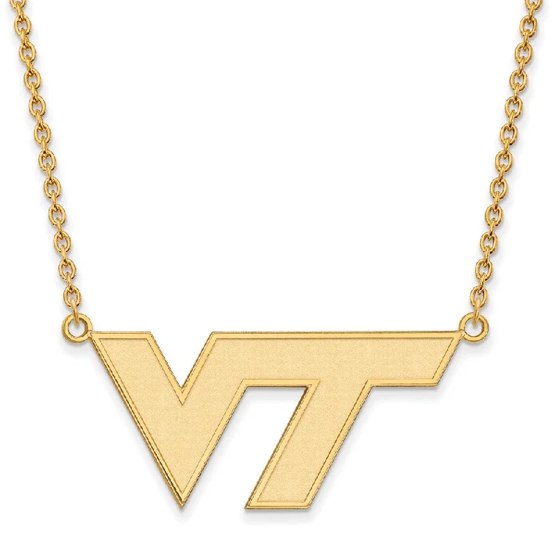 Fashionable Necklace for Young Adults-14k Yellow Gold Virginia Tech Large Pendant Necklace