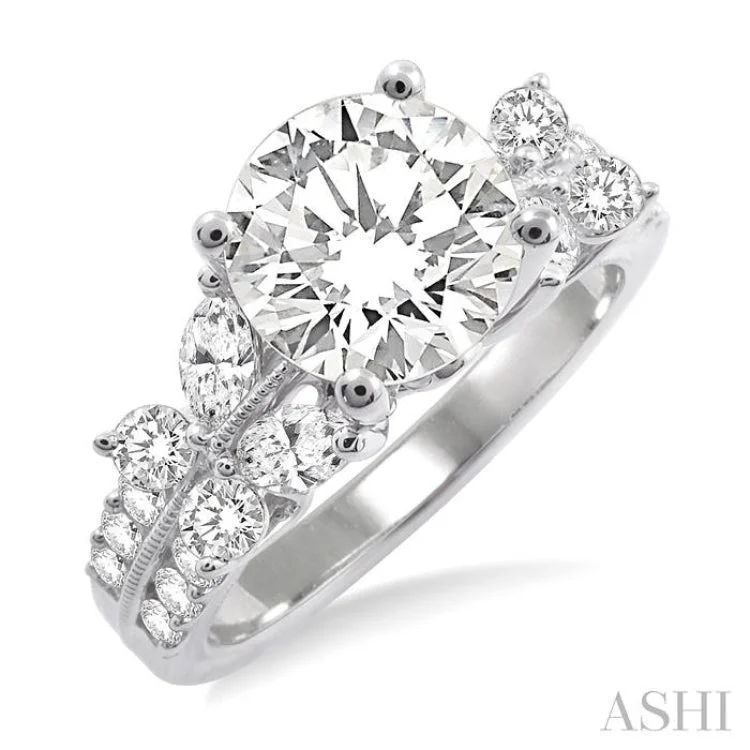 Luxury Ring for Elegant Fashion-1 Ctw Diamond Semi-Mount Engagement Ring in 14K White Gold