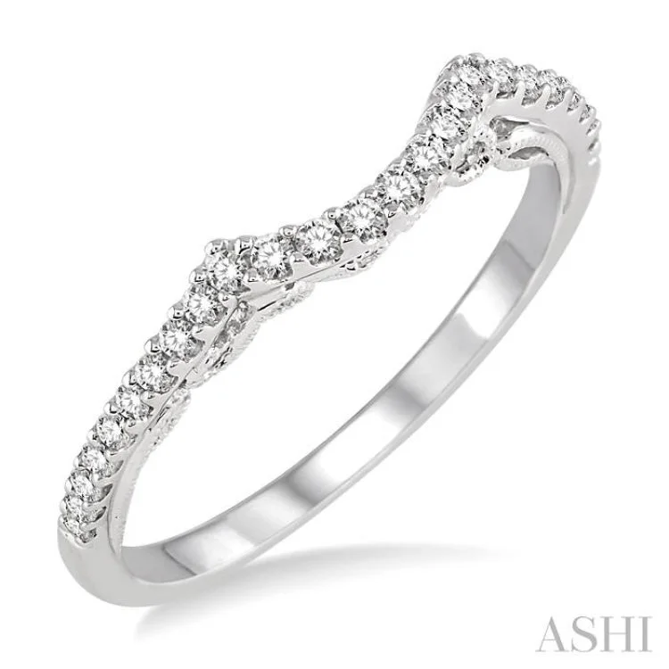 Personalized Wedding Band for Couples-1/5 Ctw Round Cut Diamond Wedding Band in 14K White Gold