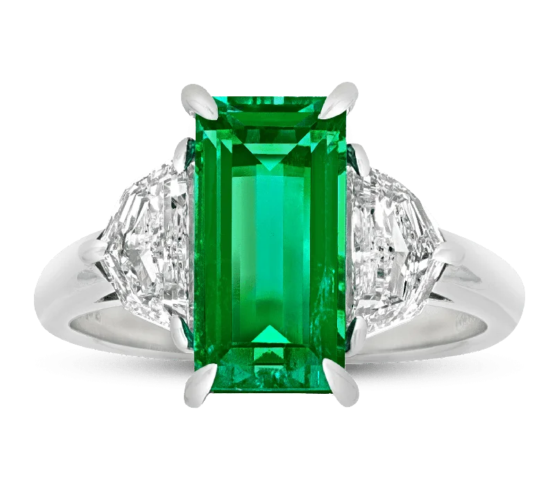 Luxury Diamond Ring for Men-Colombian Emerald Ring, 3.42 Carats