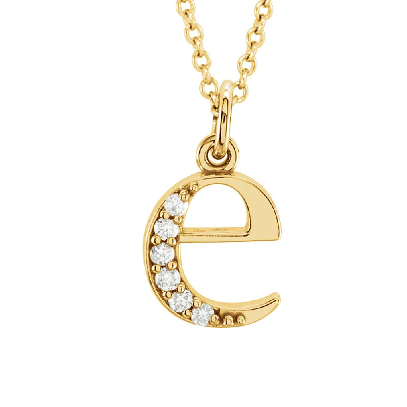 Sparkling Gold Necklace for Night Out-The Abbey 14k Yellow Diamond Lower Case Initial 'e' Necklace 16 Inch