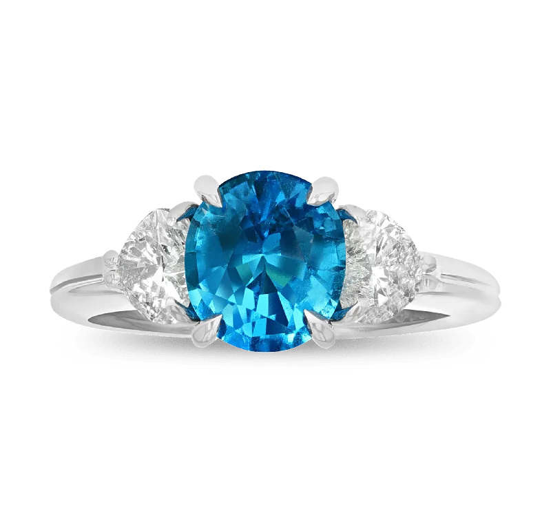 Solitaire Engagement Ring for Women-Brazilian Paraiba Ring, 2.18 Carats