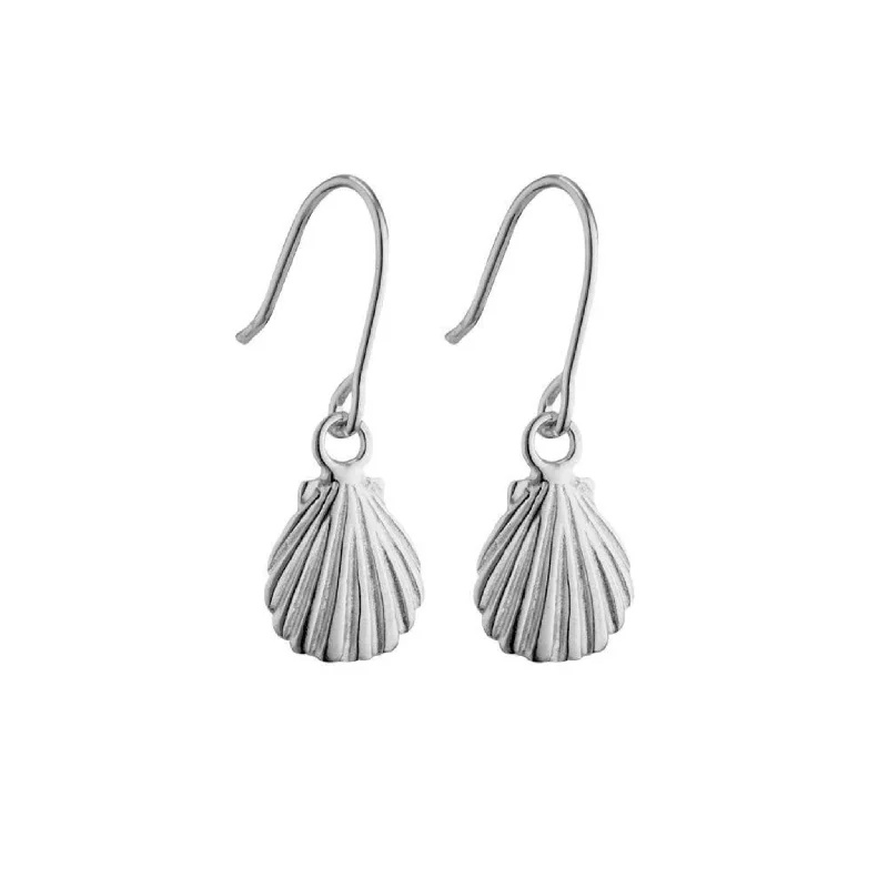 Pearl Drop Earrings for Brides-Sterling Silver Earrings - Sea Shell