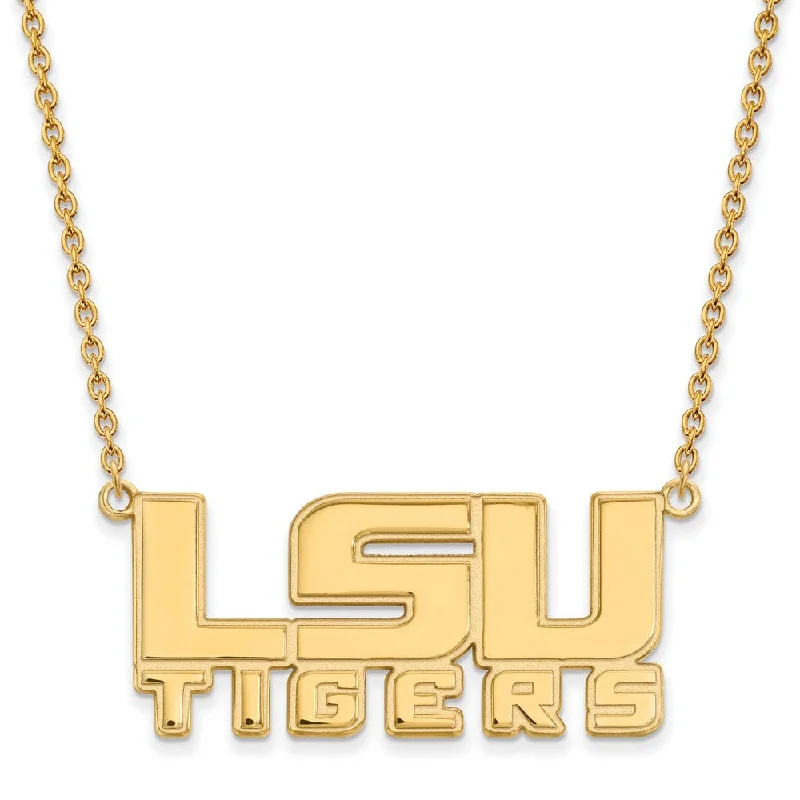 Stylish Necklace for Daily Wear-14k Yellow Gold Louisiana State Lg 'LSU' Logo Pendant Necklace