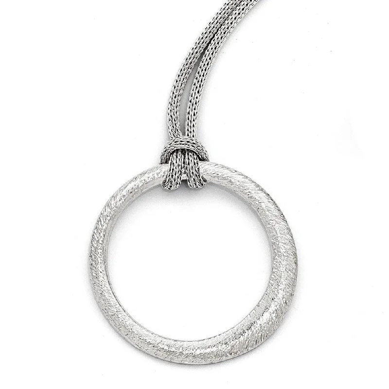 Vintage Pendant Necklace for Women-Knotted Asymmetrical Circle Necklace in Sterling Silver, 18 Inch