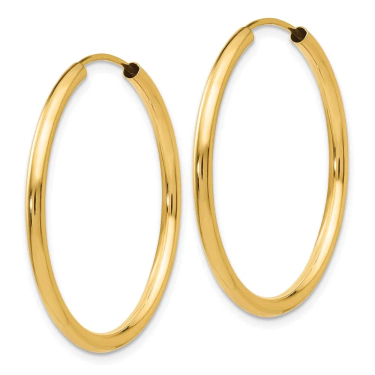 Colorful Stone Earrings-14k Polished Round Endless 2mm Hoop Earrings