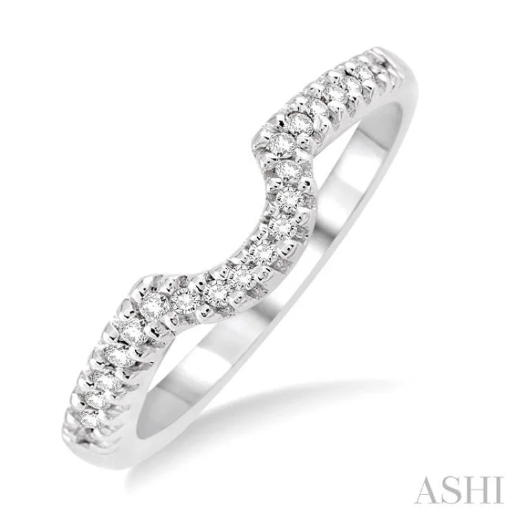 Silver Stackable Ring Set for Fashion-1/6 Ctw Round Cut Diamond Wedding Band in 14K White Gold