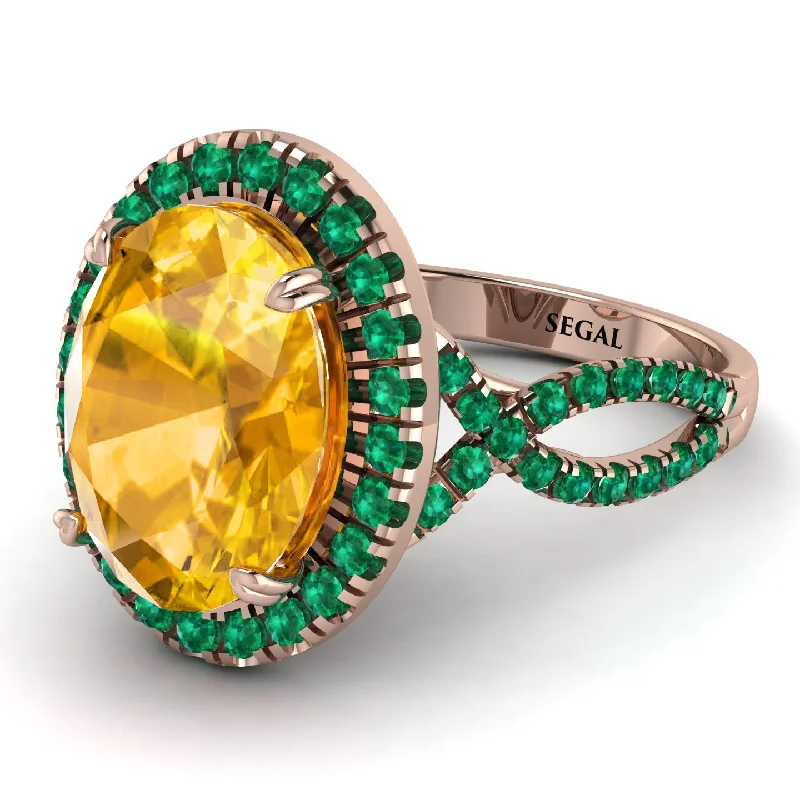 Birthstone Silver Ring for Customization-Glamorous Oval Yellow Diamond Ring - Jordyn No. 1005