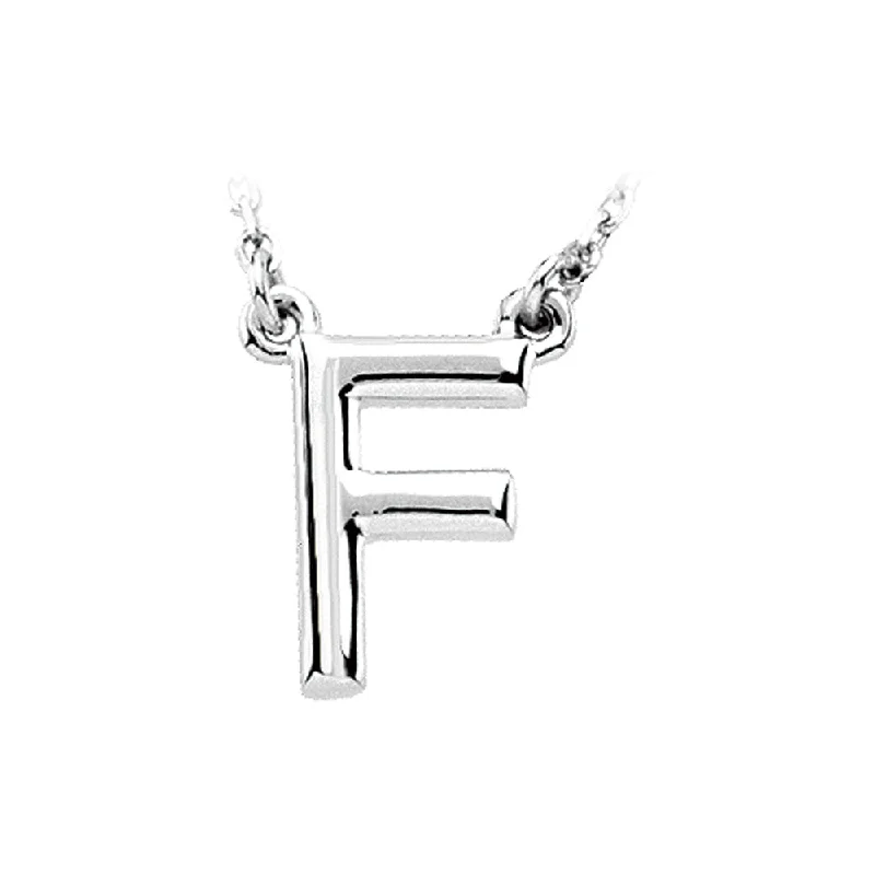 Gold Plated Necklace for Brides-Sterling Silver, Kendall Collection, Block Initial F Necklace, 16 Inch