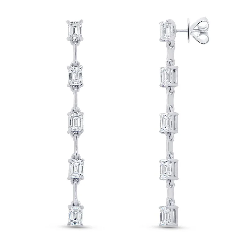 Modern Gold Earrings-Uneek Gatsby Collection Emerald Cut Diamond Dangle Earrings