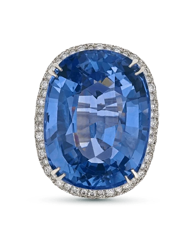 Personalized Couples Ring-Ceylon Sapphire Ring, 43.60 Carats