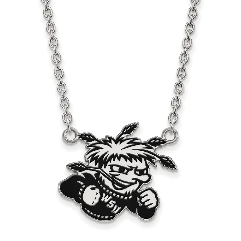 Luxury Chain Necklace for Women-Sterling Silver Wichita State Enamel Large Pendant Necklace