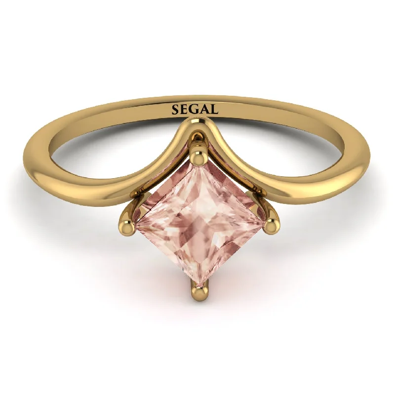 Large Gemstone Ring for Statement-Minimalist Princess Cut Morganite Engagement Rings - Harmony No. 901