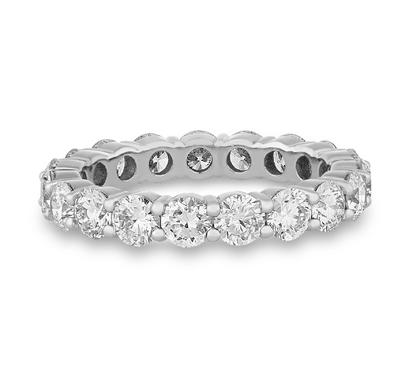 Classic Men’s Wedding Ring with Engraving-Endless Diamond Eternity Ring, 2.05 Carats