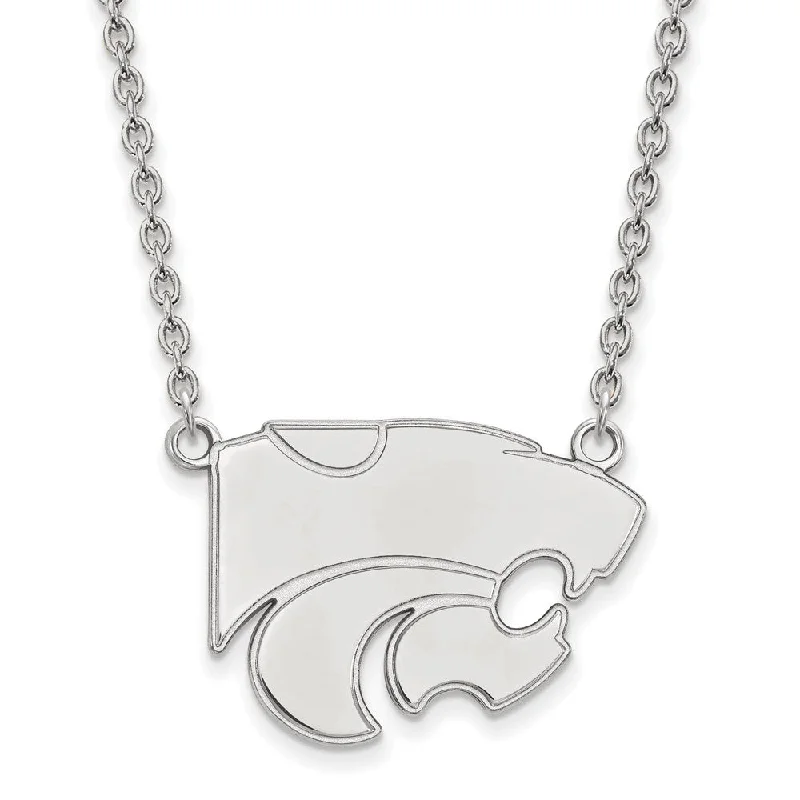 Personalized Pendant Necklace for Moms-14k White Gold Kansas State Large Wildcat Pendant Necklace