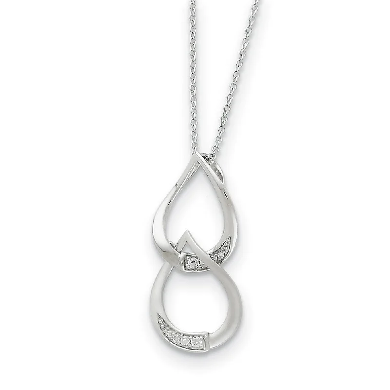 Custom Gold Necklace for Unique Style-Rhodium Plated Sterling Silver & CZ Tears to Share Necklace, 18 Inch