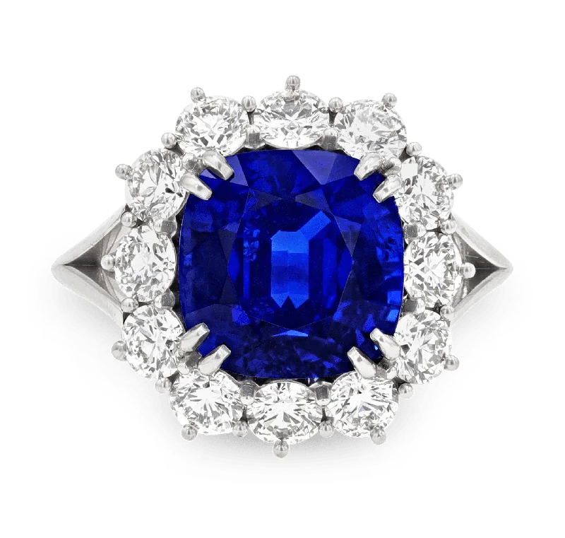 Customizable Promise Ring-Sapphire and Diamond Ring, 6.86 Carats