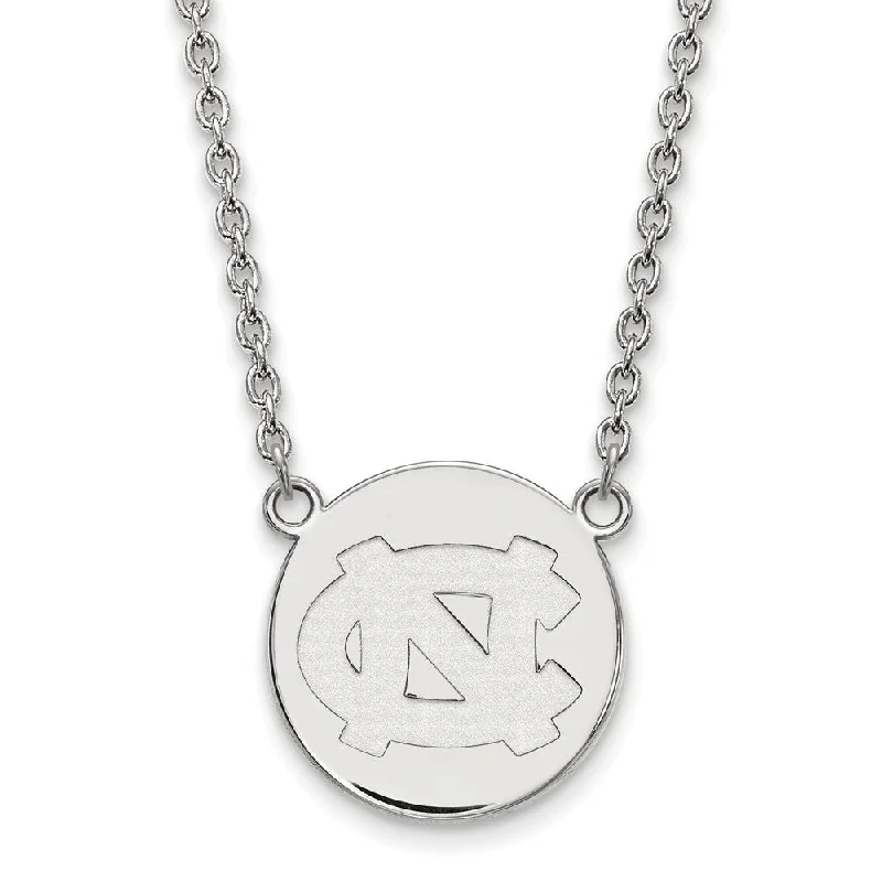 Layered Necklace for Special Occasions-Sterling Silver North Carolina Large 'NC' Disc Necklace