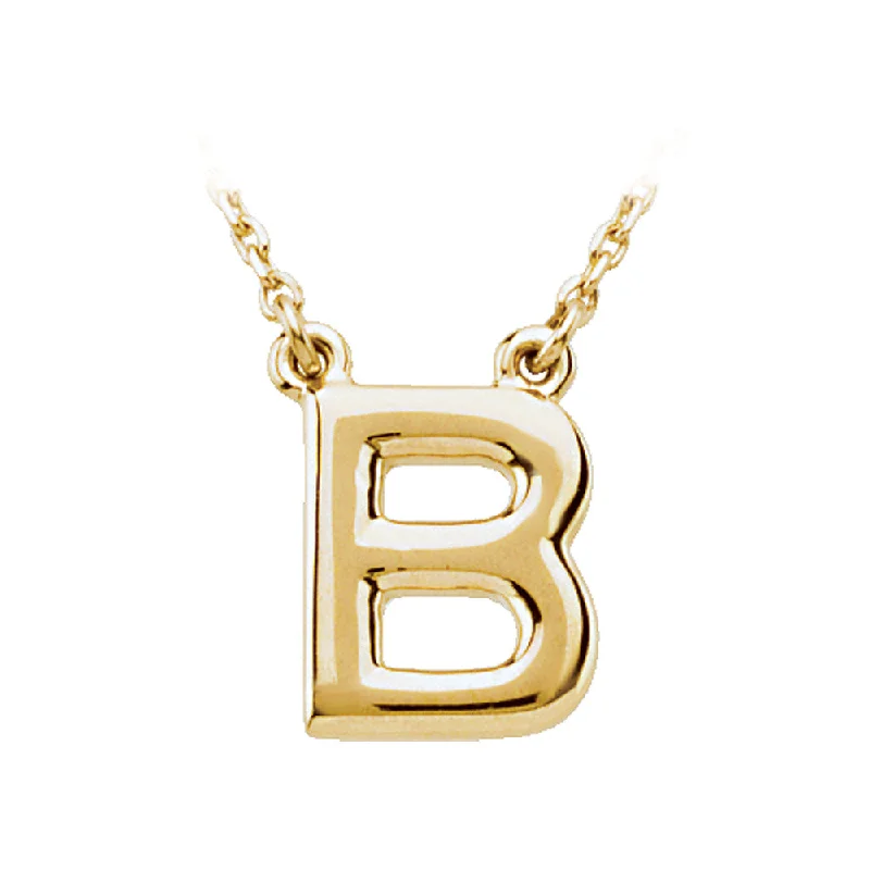 Trendy Necklace for Young Adults-14K Yellow Gold, Kendall Collection, Block Initial B Necklace, 16 Inch