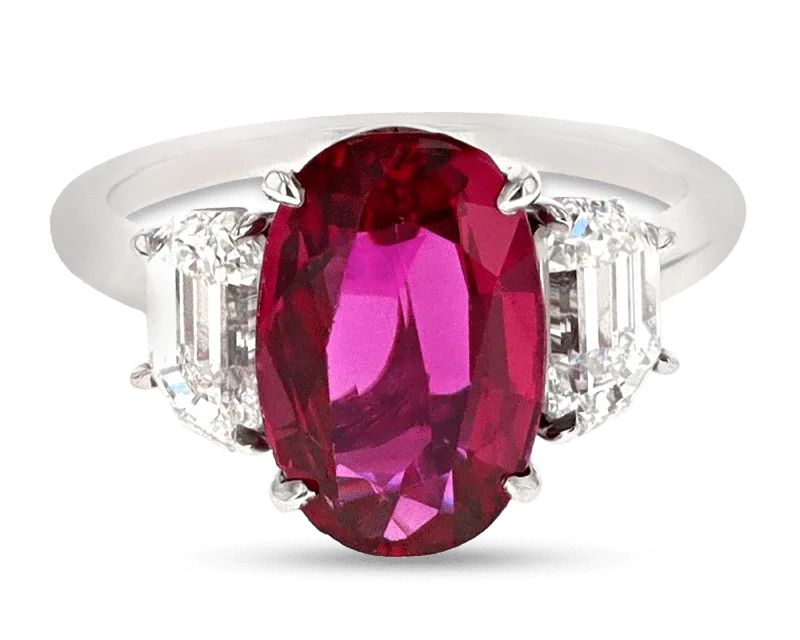 Beautiful Ruby Ring for Statement Look-Oval Ruby Ring, 4.09 Carats