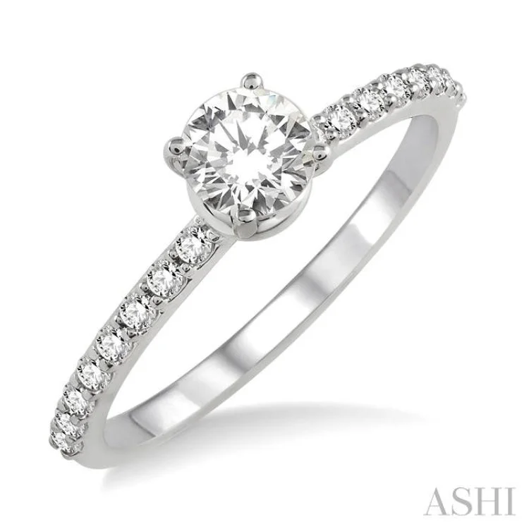 Custom Diamond Ring for Engagement-1/5 Ctw Diamond Semi-Mount Engagement Ring in 14K White Gold